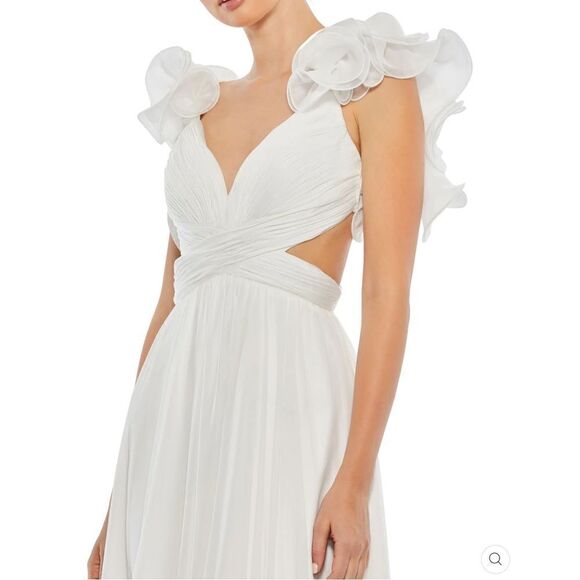 Mac Duggal 67911 Womens  Ruffled Tiered Cut Out Chiffon Gown Dress - Picture 5 of 16